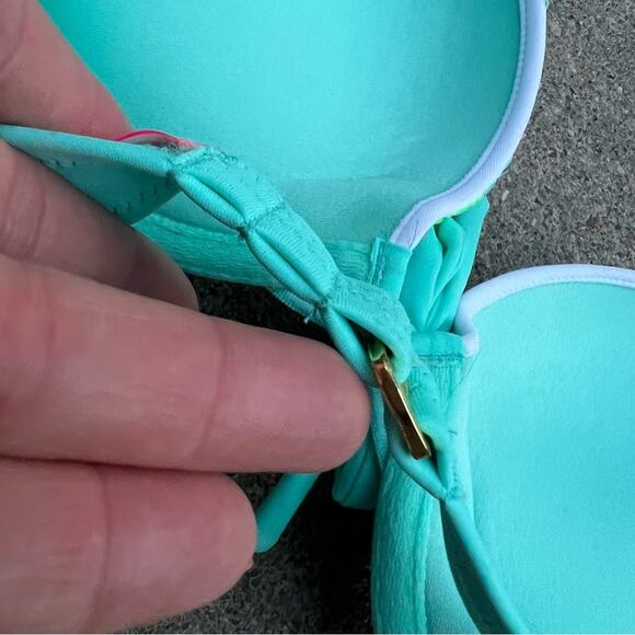 Victoria’s Secret 34B Sequin Teal Purple Mermaid Pushup Bikini Top - Picture 4 of 6